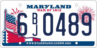 MD license plate 6BJ0489