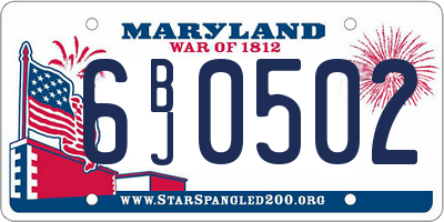 MD license plate 6BJ0502