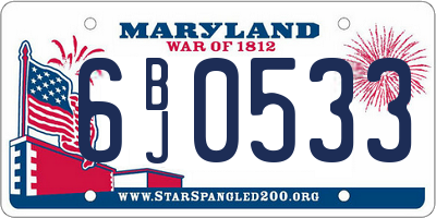 MD license plate 6BJ0533