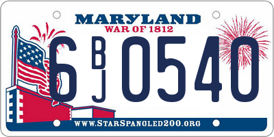 MD license plate 6BJ0540