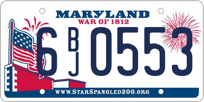 MD license plate 6BJ0553