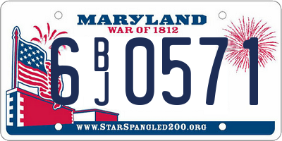 MD license plate 6BJ0571