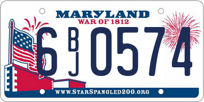 MD license plate 6BJ0574