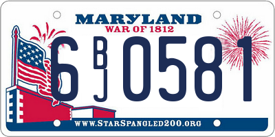 MD license plate 6BJ0581