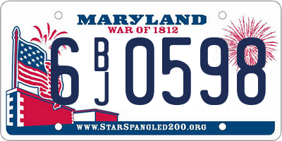 MD license plate 6BJ0598