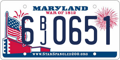 MD license plate 6BJ0651