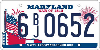MD license plate 6BJ0652