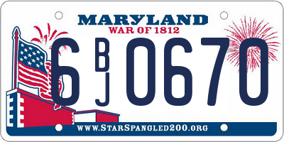 MD license plate 6BJ0670