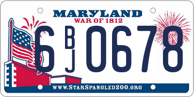 MD license plate 6BJ0678