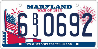 MD license plate 6BJ0692