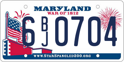 MD license plate 6BJ0704