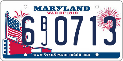 MD license plate 6BJ0713