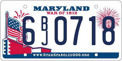 MD license plate 6BJ0718
