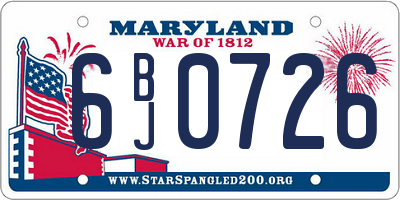 MD license plate 6BJ0726
