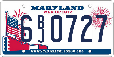 MD license plate 6BJ0727