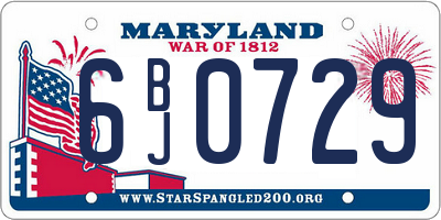 MD license plate 6BJ0729