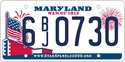 MD license plate 6BJ0730