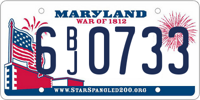 MD license plate 6BJ0733