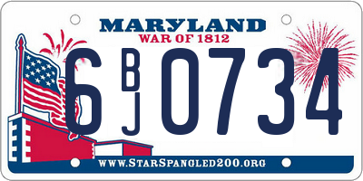 MD license plate 6BJ0734