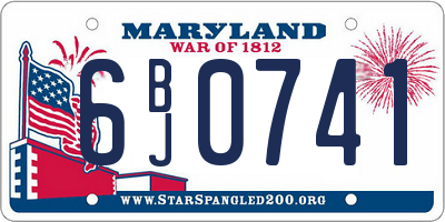 MD license plate 6BJ0741