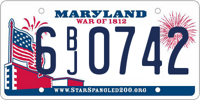 MD license plate 6BJ0742
