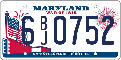 MD license plate 6BJ0752