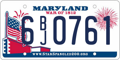 MD license plate 6BJ0761