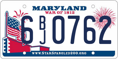 MD license plate 6BJ0762