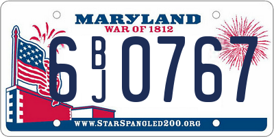 MD license plate 6BJ0767