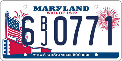 MD license plate 6BJ0771