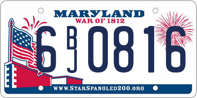 MD license plate 6BJ0816