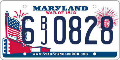 MD license plate 6BJ0828