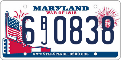 MD license plate 6BJ0838