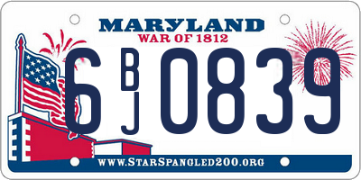 MD license plate 6BJ0839