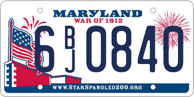 MD license plate 6BJ0840