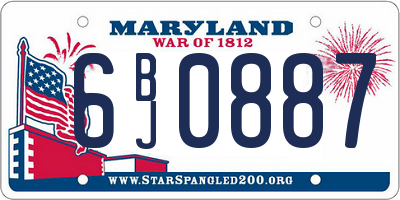 MD license plate 6BJ0887