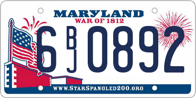 MD license plate 6BJ0892