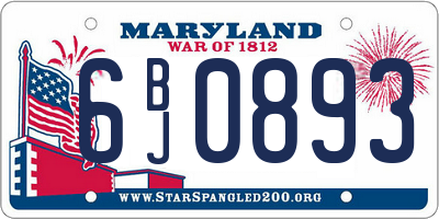 MD license plate 6BJ0893