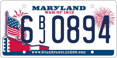 MD license plate 6BJ0894