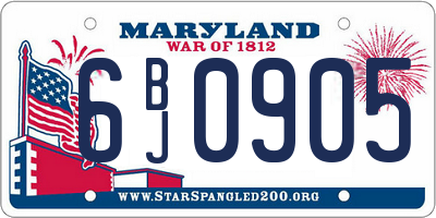 MD license plate 6BJ0905
