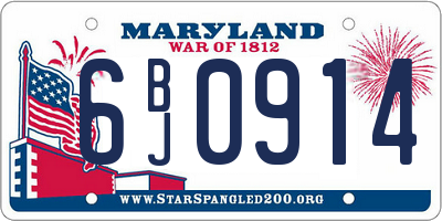 MD license plate 6BJ0914