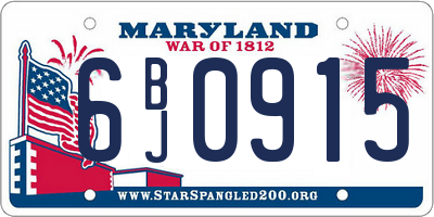 MD license plate 6BJ0915
