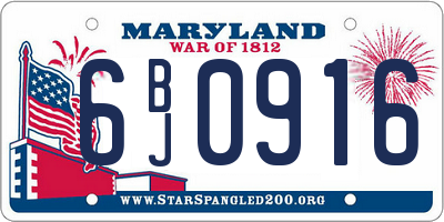 MD license plate 6BJ0916