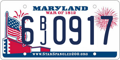 MD license plate 6BJ0917