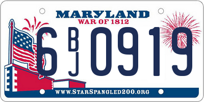 MD license plate 6BJ0919