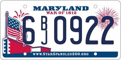 MD license plate 6BJ0922