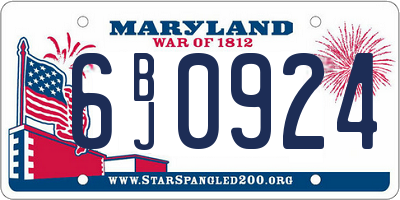 MD license plate 6BJ0924