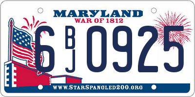 MD license plate 6BJ0925