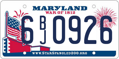 MD license plate 6BJ0926