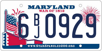 MD license plate 6BJ0929